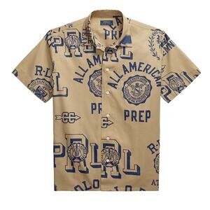 NWT Polo by Ralph Lauren Linen Camp Shirt‎ Size 2XL XXL American Prep Spellout